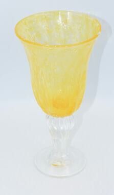 Val De Pome Christophe Saba Biot Seeded Yellow Wine/Water Stemware Goblet France